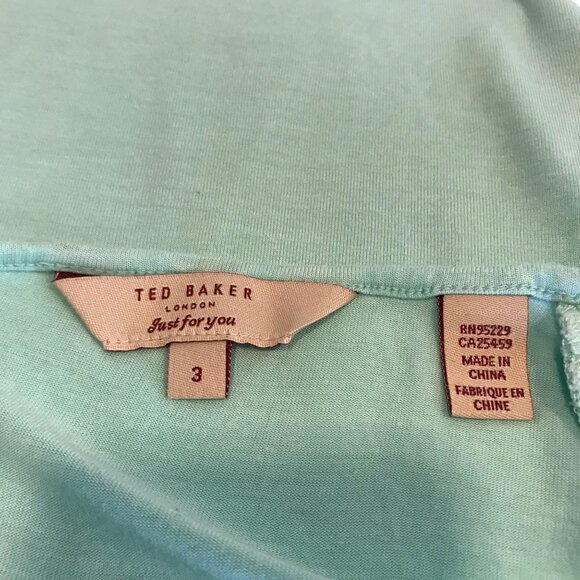 TED Baker Aqua Scalloped Shoulders Beautiful Top Size 3 - Picture 6 of 8